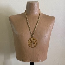 Vintage Vietnam War 3” Brass WAR Pendant Necklace GI Pro War Veteran Estate picture