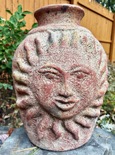 Beautiful  Vintage Large Terracotta Sun Face Pot  - Excellent Condition 17
