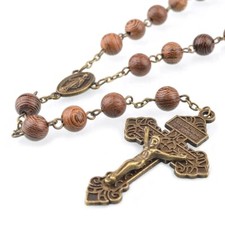 Catholic antique bronze rosary Virgin Mary center piece and pardon crucifix picture