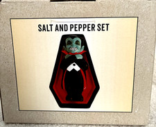 Cracker Barrel Dracula and coffin Salt And Pepper Shakers-Halloween-Kitchen NIB picture