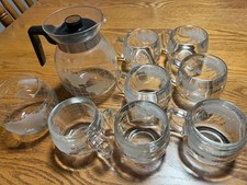 Vintage Nestle Nescafe  Coffee Set World Map Globe 1970’s Pot & 7 Mugs + Sugar picture