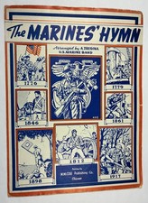 THE MARINES' HYMN. Vintage Pre-WWII Sheet Music. Rare. U.S. Marine Band. picture
