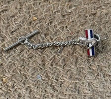 Vintage Hickok USA Ford Mustang Tri-Bar Pony Emblem Logo Tie Chain Tac Pin 1960s picture