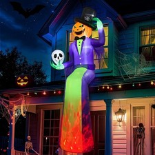 10FT Giant Halloween Inflatables, Sitting Inflatable Pumpkin Man Decor | Hall... picture