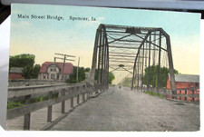 1908-15 SPENCER IOWA Ia Postcard Of Main Street Bridge Otto Bjornstad Druggist picture