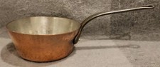 Vintage French Hammered COPPER SAUCEPAN Pot Pan TIN LINED Iron Handle 3.2 Qt picture