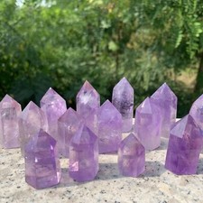 1LB Natural amethyst quartz obelisk crystal wand point healing 40-55mm picture