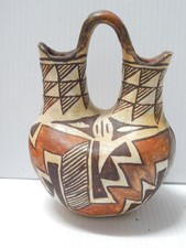 ANTIQUE ACOMA PUEBLO INDIAN POTTERY WEDDING POT - NICE OLD PATINA  picture
