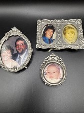 Vintage Elias Miniature Fine Pewter Picture Frame Set of 3 Easel Back picture