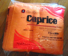 Vintage Owen Caprice Blanket 72X90 Orange Twin/Full Thermal Retro NYLON BINDING picture