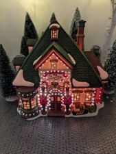 santas workbench tin soldiers toyland fiber optic house EUC in box, vtg picture