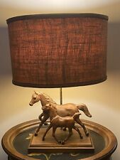 RARE - Vintage Breyer Horse Mare/Foal Table Lamp w Wood Base Very Nice Condition picture