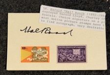 VINTAGE Hal Roach Autograph on card w. 50thAnniv. Cinema Stamps picture