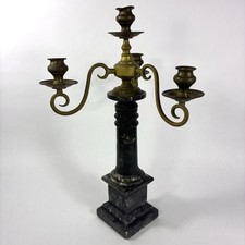 Candelabra Black Onyx Marble Base Brass Candlestick Holder 16.5