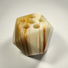 MCM Banded Onyx Geometric Pen Holder Paper Weight Stone Desk Paperweight 2.5” picture