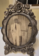 Beautiful Metal Frame w/ Roses of Young African American Male Maybe 1950s? Great picture