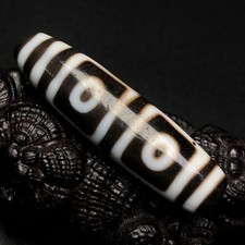Vintage Tibetan Old Agate Dzi Beads 4-Eyed Amulet Pendant Protection 45×12mm picture