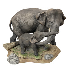 Lenox Asian Elephants Wildlife of Seven Continents Figurine Japan porcelain READ picture