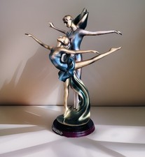 VTG Suanti Galleries Dancers Figurine Art Deco Style Metallic Ballet Couple 16” picture