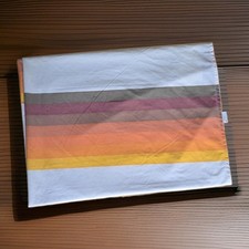Wamsutta Vintage Sunset Stripe Queen Flat Sheet 70s Retro Brown Orange picture