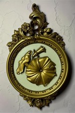 Vintage MCM Syroco Gold Toned Wall Plaques Hollywood Regency Style picture