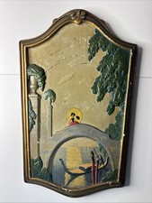 1920s Rich-Craft Studios Kraftrok Venice Gondola Chalkware Wall Plaque Art Deco picture