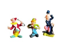 Vintage Miniature Clown Figurines Set of 3 Plastic Circus Figures 1.75” Colorful picture
