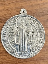 NWOT Large St. Benedict Pewter Doble Sided Medallion /Medallon de San Benito picture