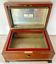 ANTIQUE ALFRED DUNHILL CIGAR HUMIDOR BIRDS EYE BURLWOOD INLAY ART DECO TOBACCO picture