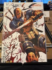 DOUBLE SIGNED Deathstroke The Terminator Vol 2  #2 Tyler Kirkham Battle Damaged picture