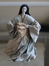 Vtg Handmade Paper Mache Figurine of an Asian  Woman In Traditional Attire 11.5