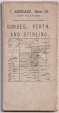 Antique Cloth Ordnance Survey Map Dundee Perth Stirling Scotland 1913 picture