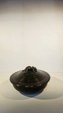 Antique Carl Sorensen c1920-1930 Verdigria Bronze Covered Bowl w/ Blossom Finial picture
