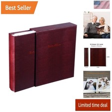 HAOWEIH Small Photo Album 4x6 100 Photos, 50 Pages Hold 100 Maroon picture