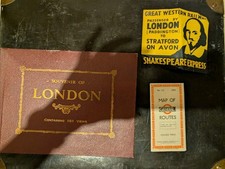 Lot Of 1930's London Souvenirs Bus Routes Picture Book, Luggage Sticker picture