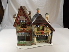 Christmas Village House Bakery Santa's Workbench Gingerbread Lighted Porcelain  picture