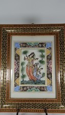 Vintage Persian Couple with Mosaic Frame RARE 10