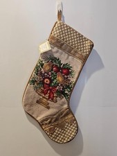 C&F Enterprises Needlepoint Bowl Fruit Christmas Stocking Williamsburg Style 19