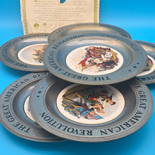 Vintage 1970s The Great American Revolution 1776 Pewter Commemorative Plates | picture