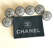 Chanel Vintage Button Set of 6  Size 23 mm Silver Tone Metal and Label picture