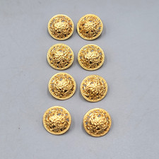 Set of 8 Vintage Gold Tone Filigree Round Dome Shank Buttons Open Work 1/2