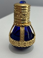 Vintage Holy Water Cobalt Blue Glass Gold from Pastor Benny Hinn picture