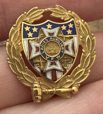 A192 - Vintage 10K Gold Veterans of Foreign Wars Auxiliary Enamel Pin picture