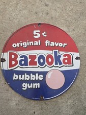 VINTAGE BAZOOKA BUBBLE GUM  PORCELAIN SIGN GAS STATION CONVENIENCE STORE SIGN12