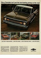 1969 CHEVROLET CHEVY Brown Fleetside Pickup Truck Vintage Print Ad  picture