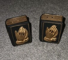 VRG Enesco Bible Praying Hands Vintage Salt & Pepper Shakers Christian Christmas picture