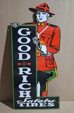 Goodrich Safety Tires Porcelain Enamel Sign  33  x 15 Inches 1 Sided picture