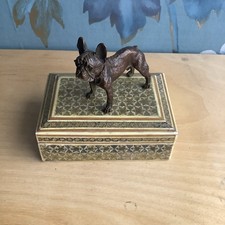 Bronze French Bulldog Figure Sculpture Carved Features Austrian Chinese Vintage picture