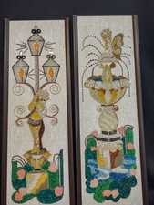 VTG Pair MCM Mosaic Pebble Gravel Wall Art Garden Fountain And Garden Light  picture