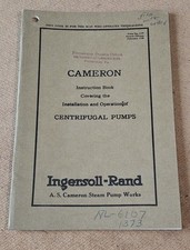 Vintage 1929 INGERSOLL-RAND CAMERON CENTRIFUGAL PUMPS INSTRUCTION BOOK Booklet  picture
